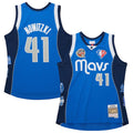 Dallas Mavericks Dirk Nowitzki Blue 1998-2019 Hall Of Fame Swingman Player Jersey - image 1