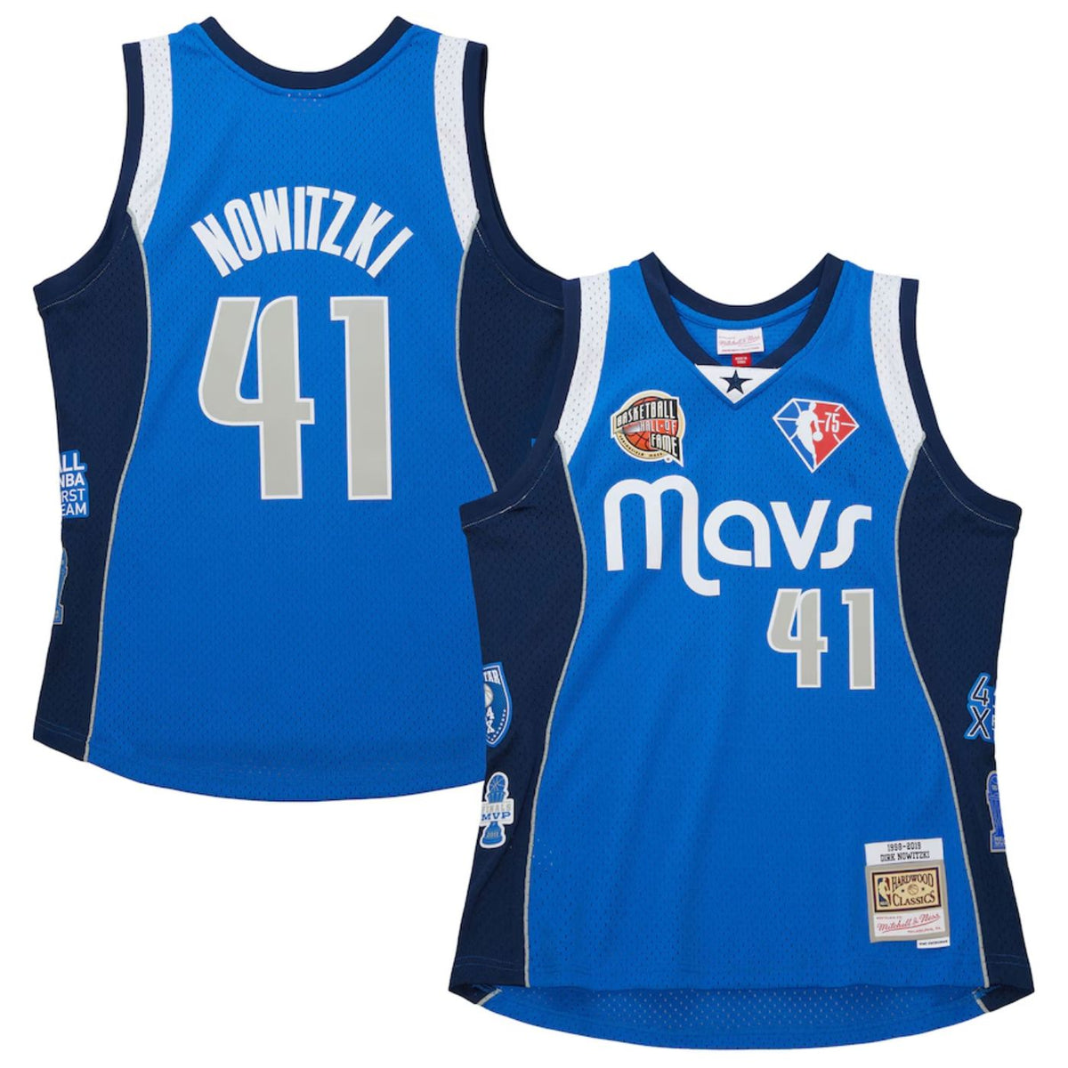 Dallas Mavericks Dirk Nowitzki Blue 1998-2019 Hall Of Fame Swingman Player Jersey - image 1