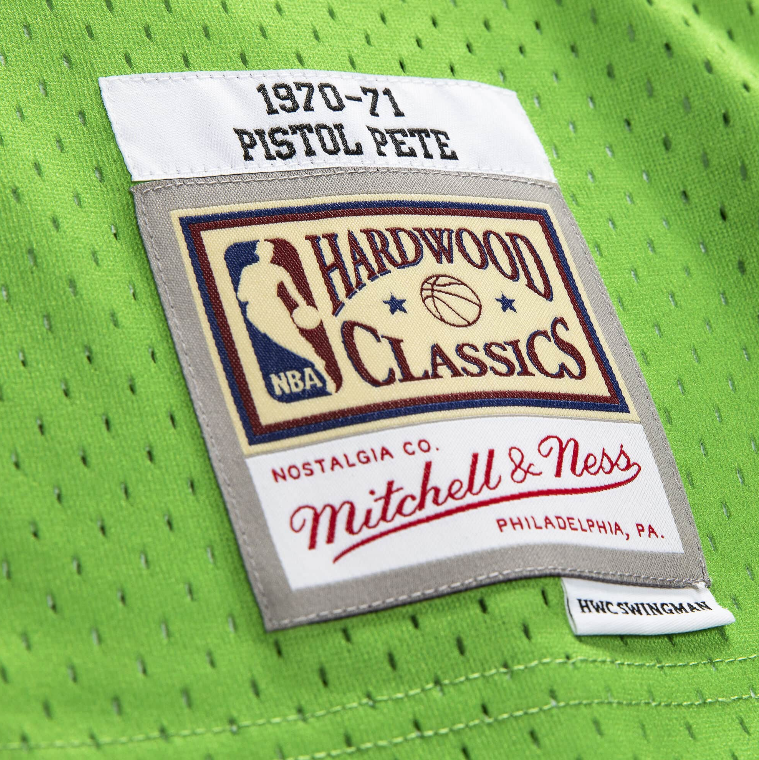 Men's Atlanta Hawks Green "Pistol" Pete Maravich Mitchell & Ness 1970-71 Hardwood Classics Swingman Jersey - image 4