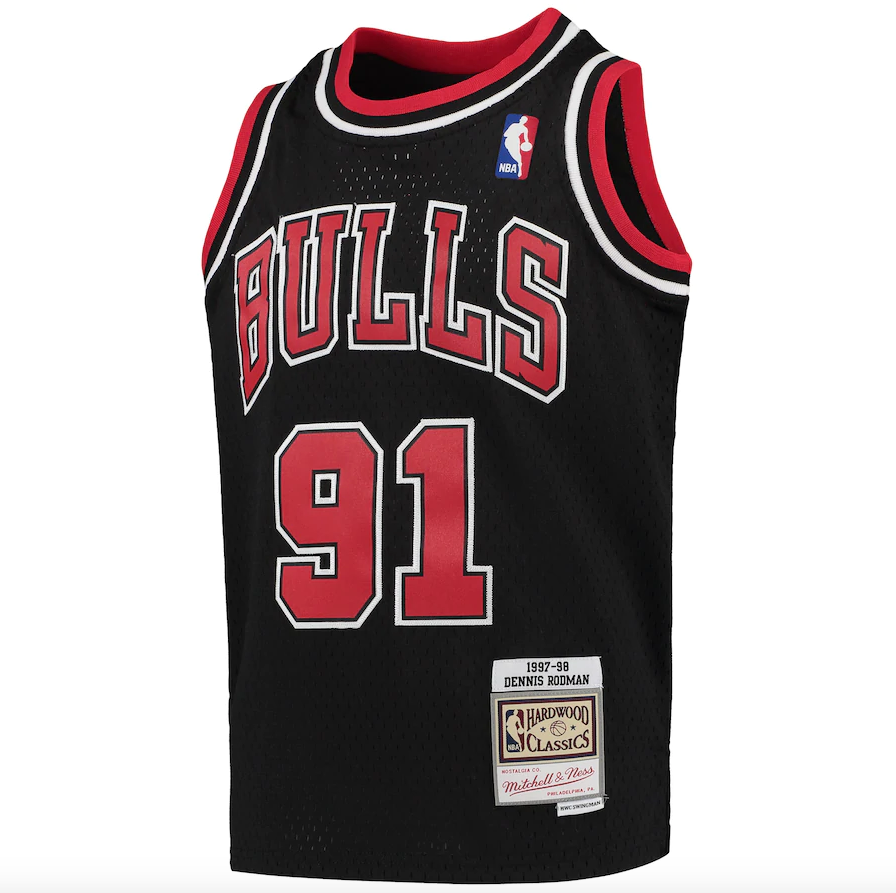 Chicago Bulls Dennis Rodman Mitchell & Ness Black 1997-98 Hardwood Classics Swingman Jersey - image 2