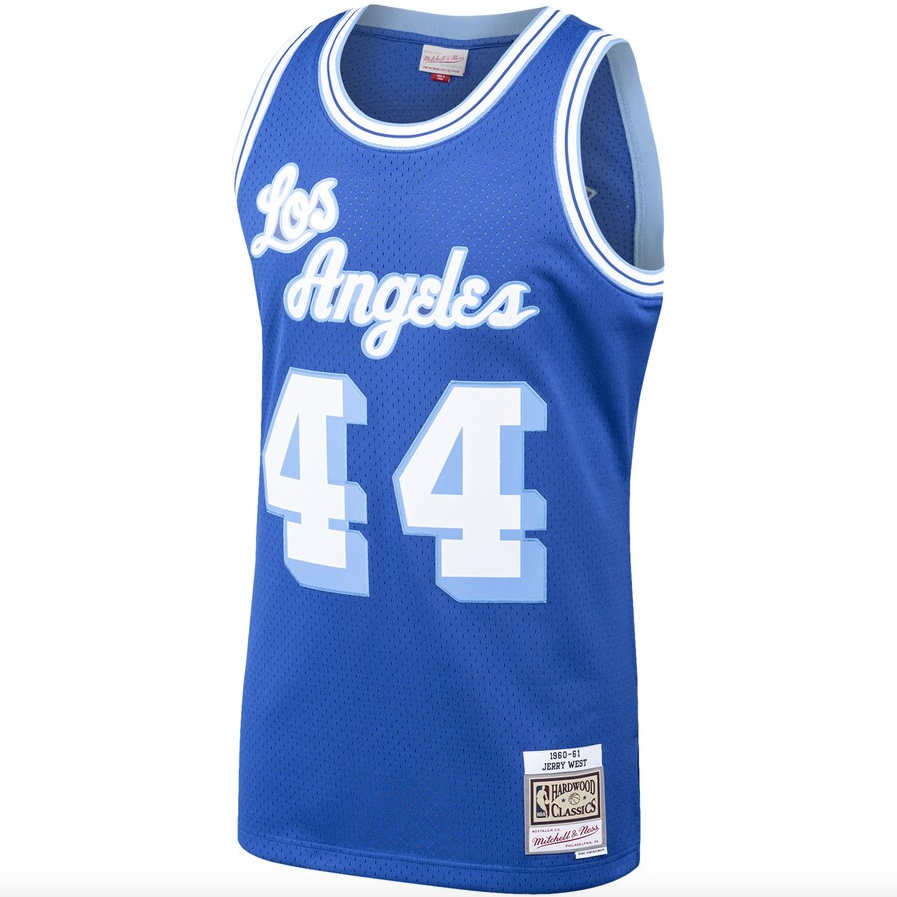 Men's Los Angeles Lakers Jerry West Mitchell & Ness Royal Hardwood Classics 1960-61 Swingman Jersey - image 2