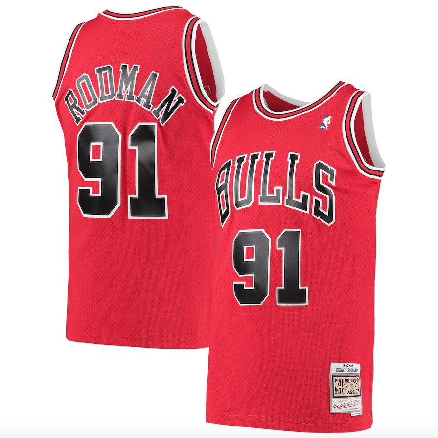 Men's Chicago Bulls Dennis Rodman Mitchell & Ness Red 1997-98 Hardwood Classics Swingman Jersey - image 1