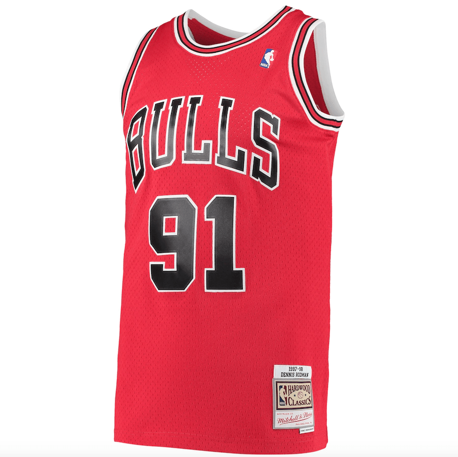 Men's Chicago Bulls Dennis Rodman Mitchell & Ness Red 1997-98 Hardwood Classics Swingman Jersey - image 2