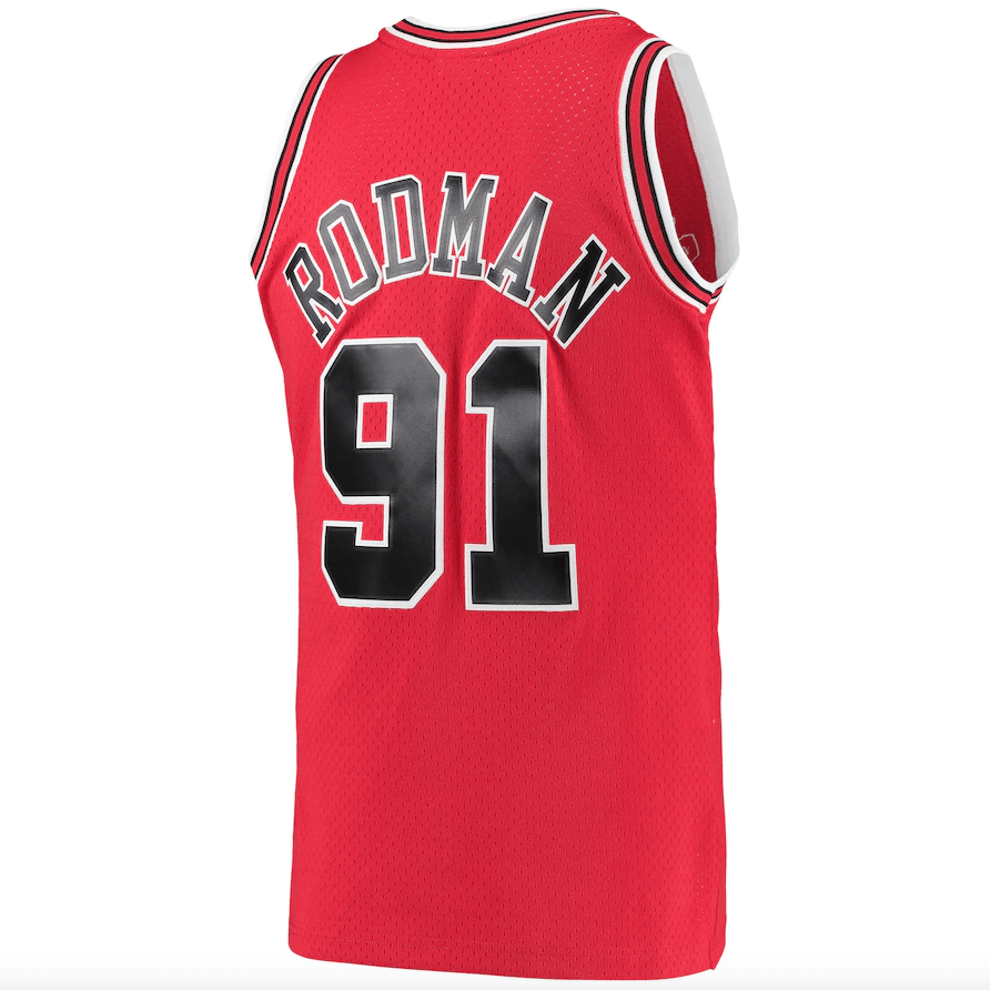 Men's Chicago Bulls Dennis Rodman Mitchell & Ness Red 1997-98 Hardwood Classics Swingman Jersey - image 3