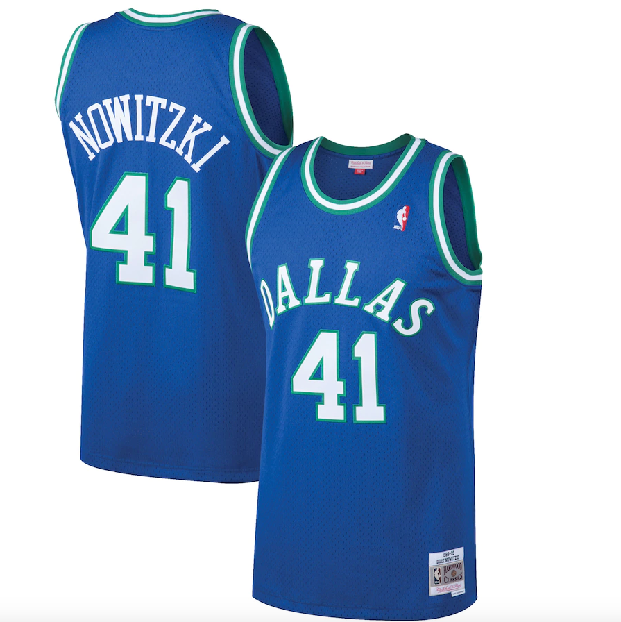 Men's Dallas Mavericks Dirk Nowitzki Mitchell & Ness Blue 1998-99 Hardwood Classics Swingman Jersey - image 1