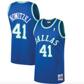 Men's Dallas Mavericks Dirk Nowitzki Mitchell & Ness Blue 1998-99 Hardwood Classics Swingman Jersey - image 1