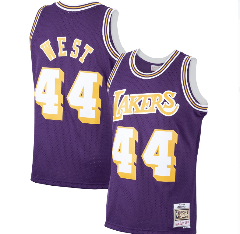 Men's Jerry West Los Angeles Lakers Mitchell & Ness 1971-72 Hardwood Classics Swingman Player Jersey - Purple - image 1