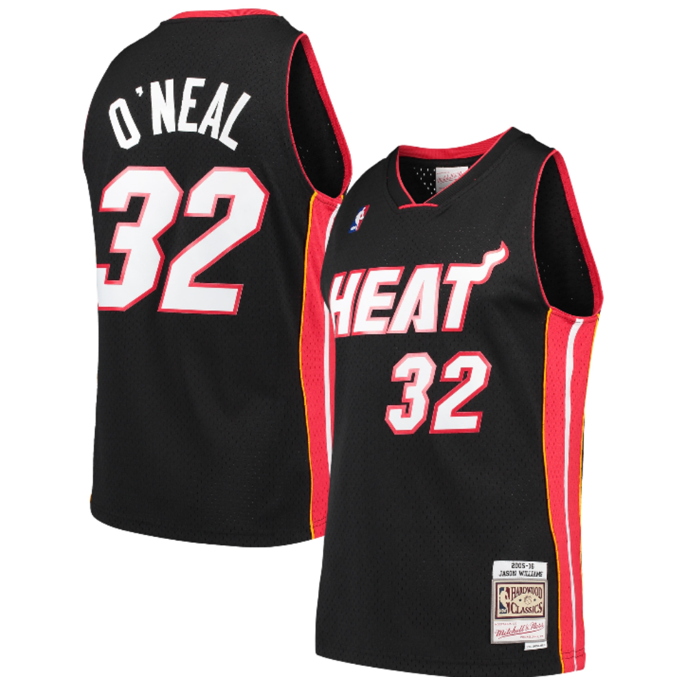 Men's Miami Heat Shaquille O'Neal Mitchell & Ness Black 2005-06 Hardwood Classics Swingman Jersey - image 1
