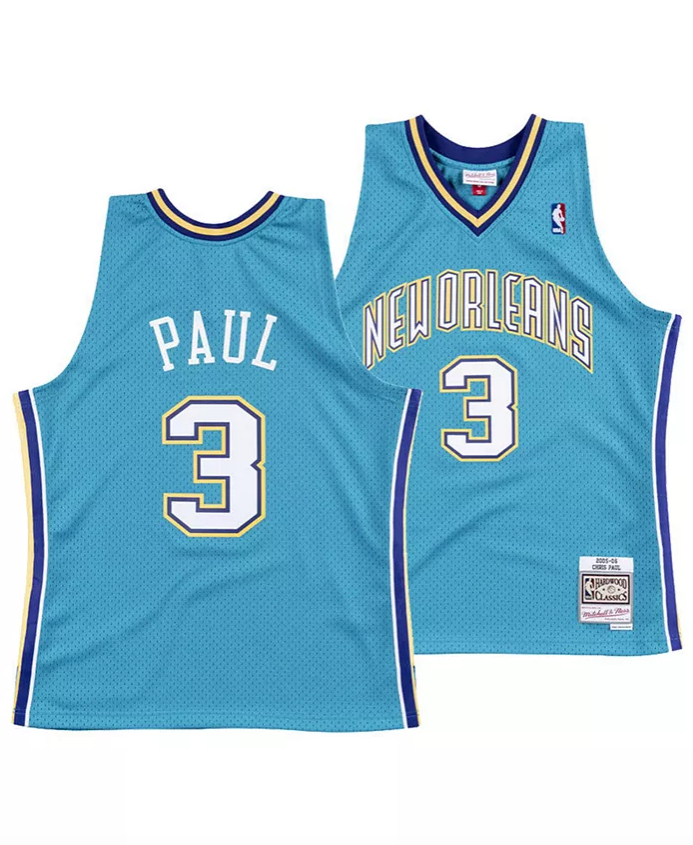 Men's New Orleans Hornets Chris Paul Mitchell & Ness Teal Hardwood Classics Swingman Jersey - image 1