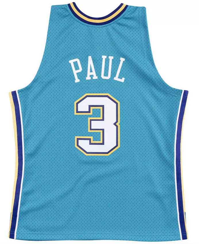 Men's New Orleans Hornets Chris Paul Mitchell & Ness Teal Hardwood Classics Swingman Jersey - image 3