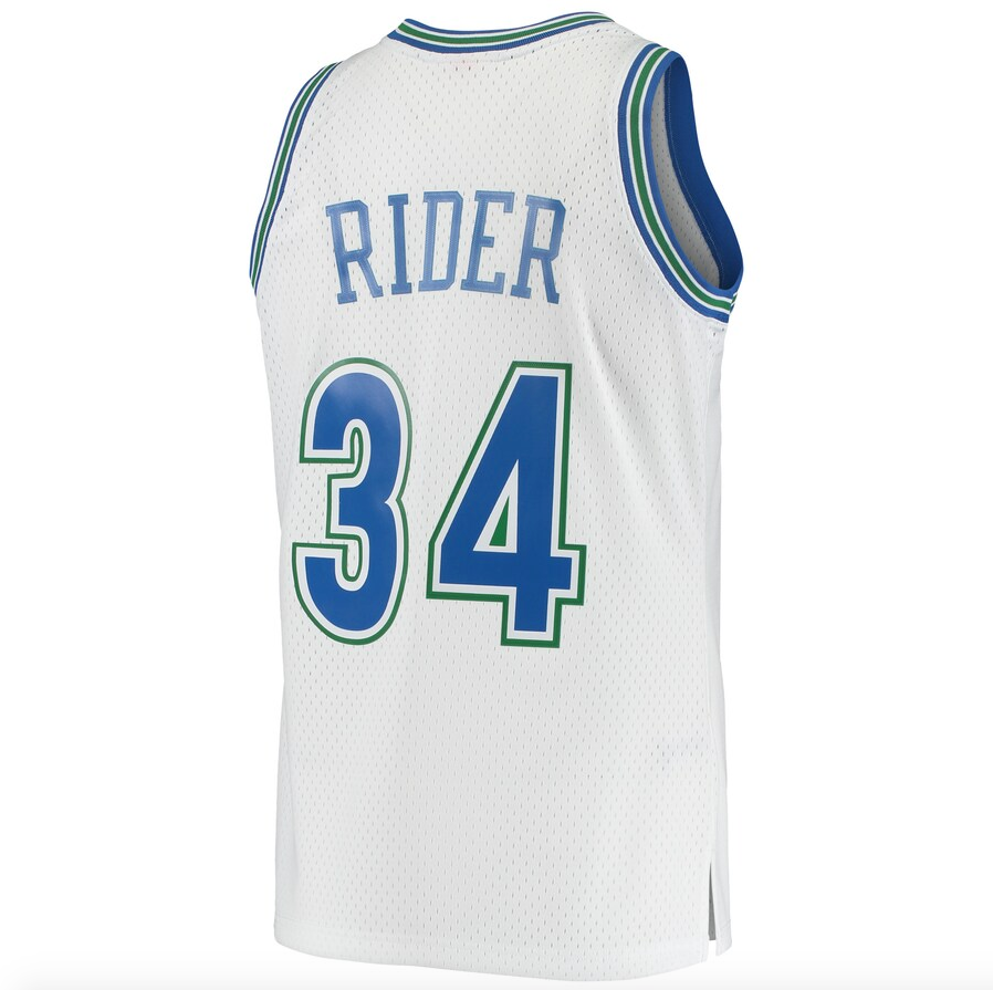 Mens Minnesota Timberwolves Isaiah Rider Mitchell & Ness White 1995-96 Hardwood Classics Swingman Jersey - image 3