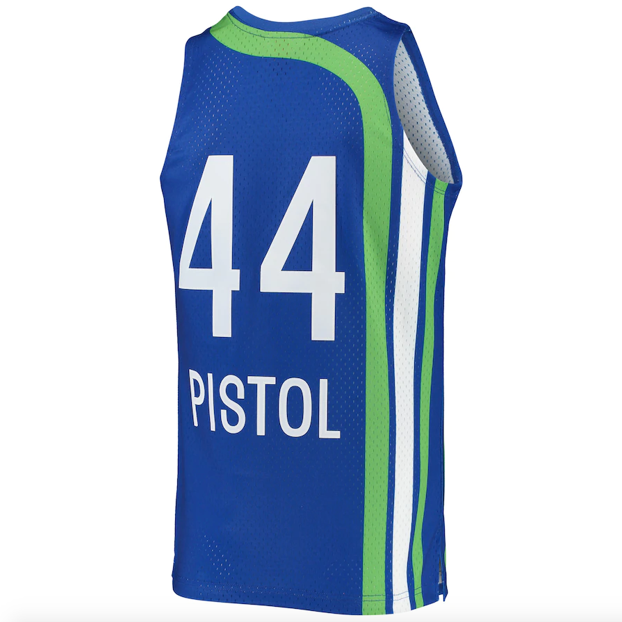 Men's Atlanta Hawks Pete Maravich Mitchell & Ness Blue 1971-72 Hardwood Classics Swingman Jersey - image 3