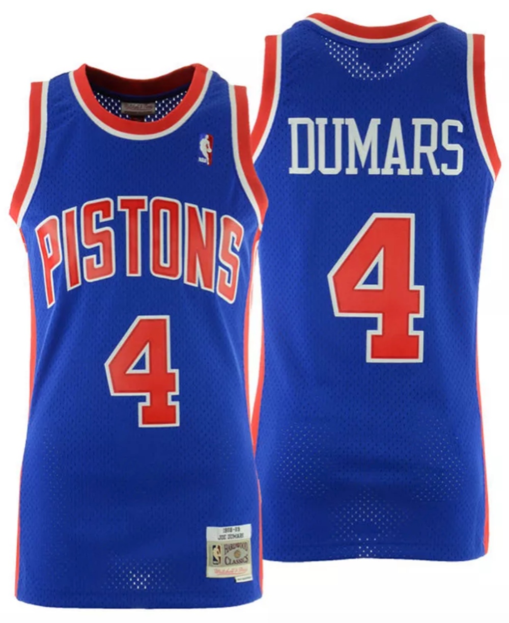Men's Joe Dumars Detroit Pistons Mitchell & Ness Blue 1988-89 Hardwood Classics Swingman Jersey - image 1
