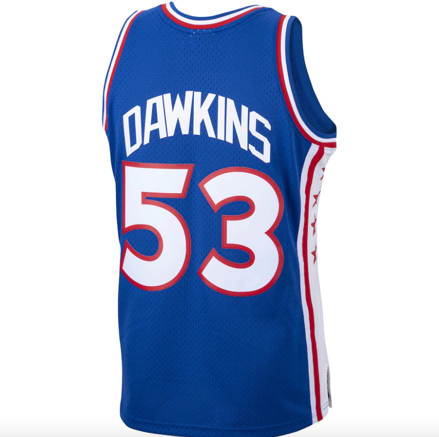 Men's Mitchell & Ness Darryl Dawkins Royal Philadelphia 76ers 1976-77 Hardwood Classics Swingman Player Jersey - image 3