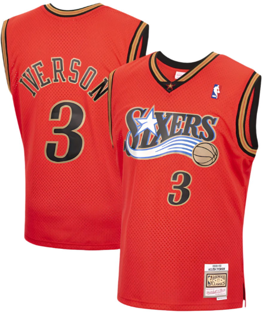 Men's Philadelphia 76ers Allen Iverson Mitchell & Ness Hardwood Classics Reload 2.0 Swingman Jersey - Red - image 1