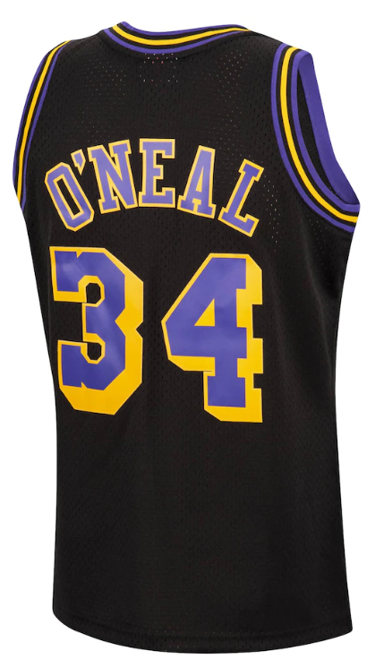 Men's Los Angeles Lakers Shaquille O'Neal Mitchell & Ness Black 1996-97 Hardwood Classics Reload Swingman Jersey-Black - image 3