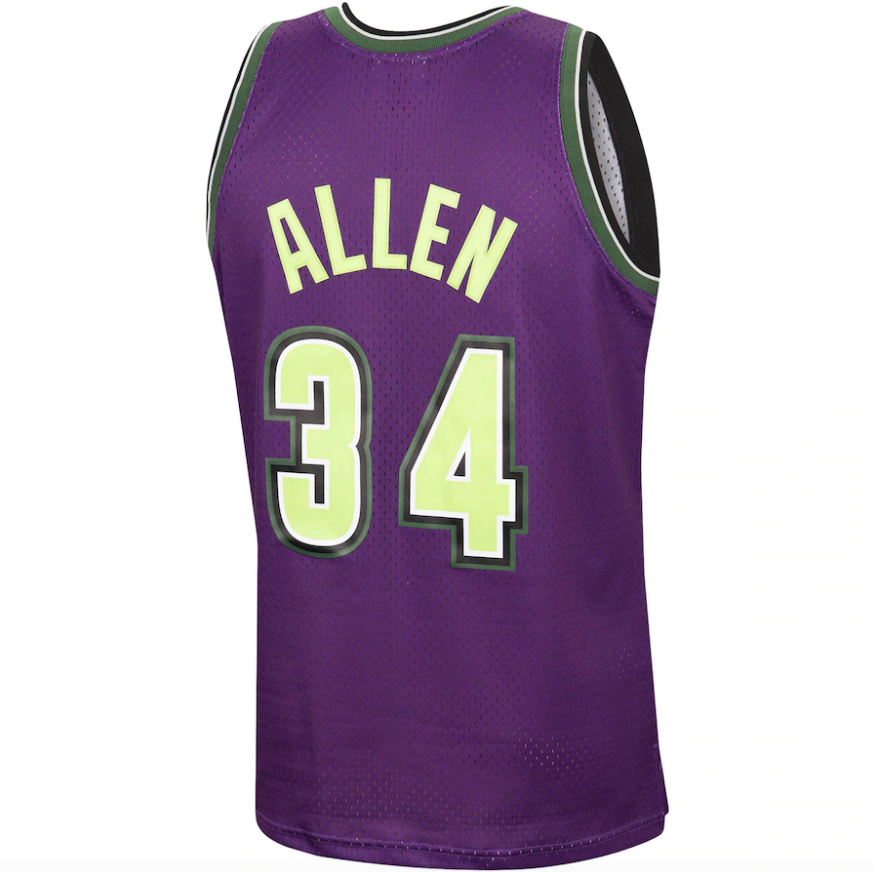 Men's Ray Allen Milwaukee Bucks Mitchell & Ness 1996-97 Hardwood Classics Reload Swingman Jersey - Purple - image 3
