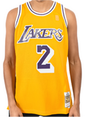 Men's Los Angeles Lakers Derek Fisher Mitchell & Ness Gold 1996-97 Hardwood Classics Swingman Jersey - image 1