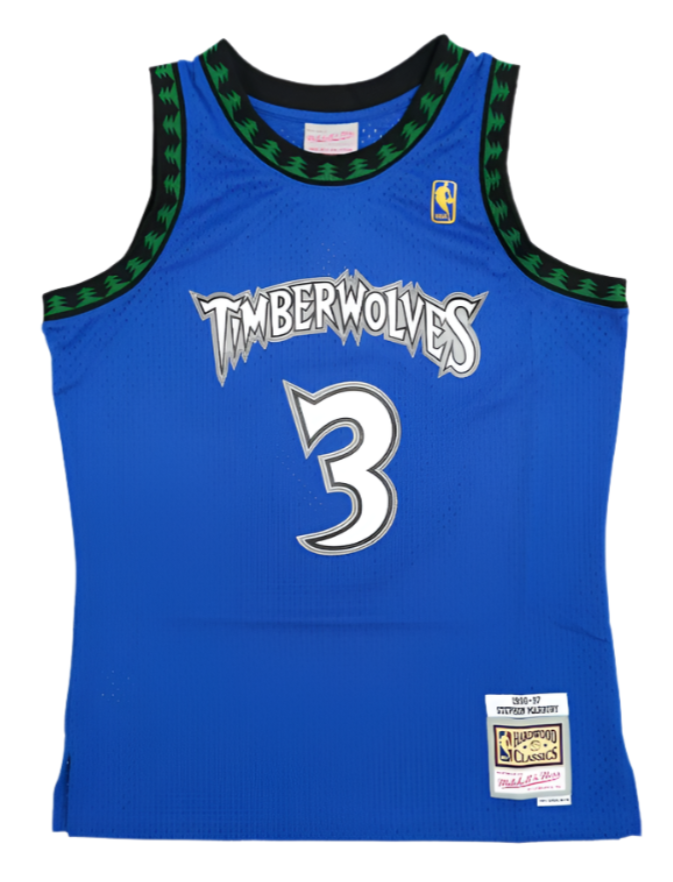 Men's Minnesota Timberwolves Stephon Marbury Mitchell & Ness Blue Hardwood Classics Swingman Jersey - image 1