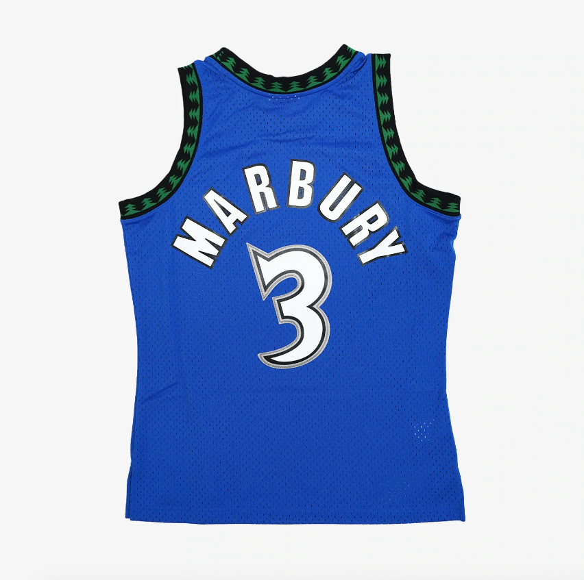 Men's Minnesota Timberwolves Stephon Marbury Mitchell & Ness Blue Hardwood Classics Swingman Jersey - image 2