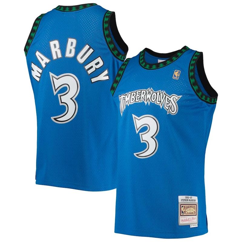 Stephon Marbury Minnesota Timberwolves 1996 Magic Blue Swingman Basketball Jersey - image 1