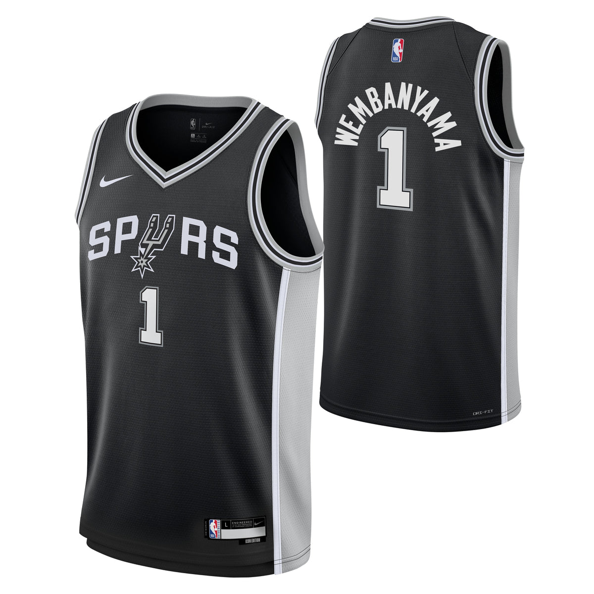 San Antonio Spurs Victor Wembanyama Nike Black Swingman Icon Jersey - image 1