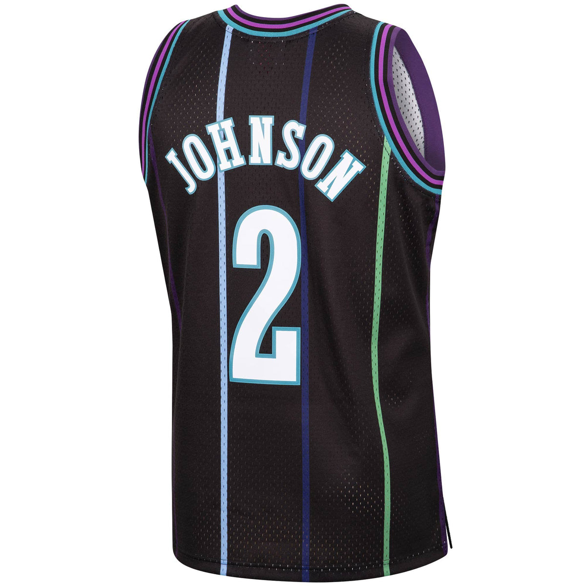 Men's Charlotte Hornets Larry Johnson Mitchell & Ness 1992-93 Hardwood Classics Reload 2.0 Swingman Jersey-Black - image 3