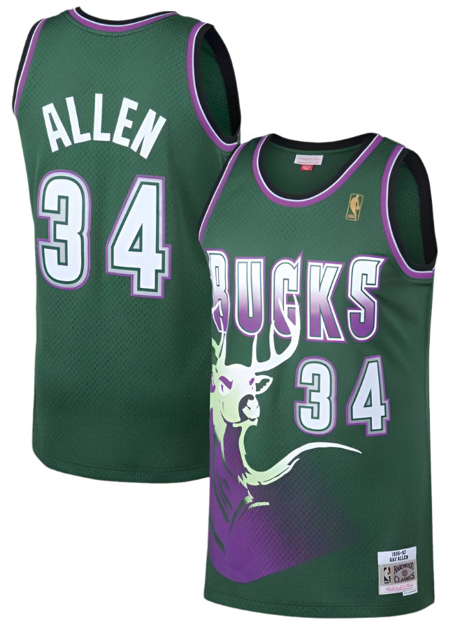 Milwaukee Bucks Ray Allen Mitchell & Ness Kelly Green 1996-97 Hardwood Classics Swingman Jersey - image 1