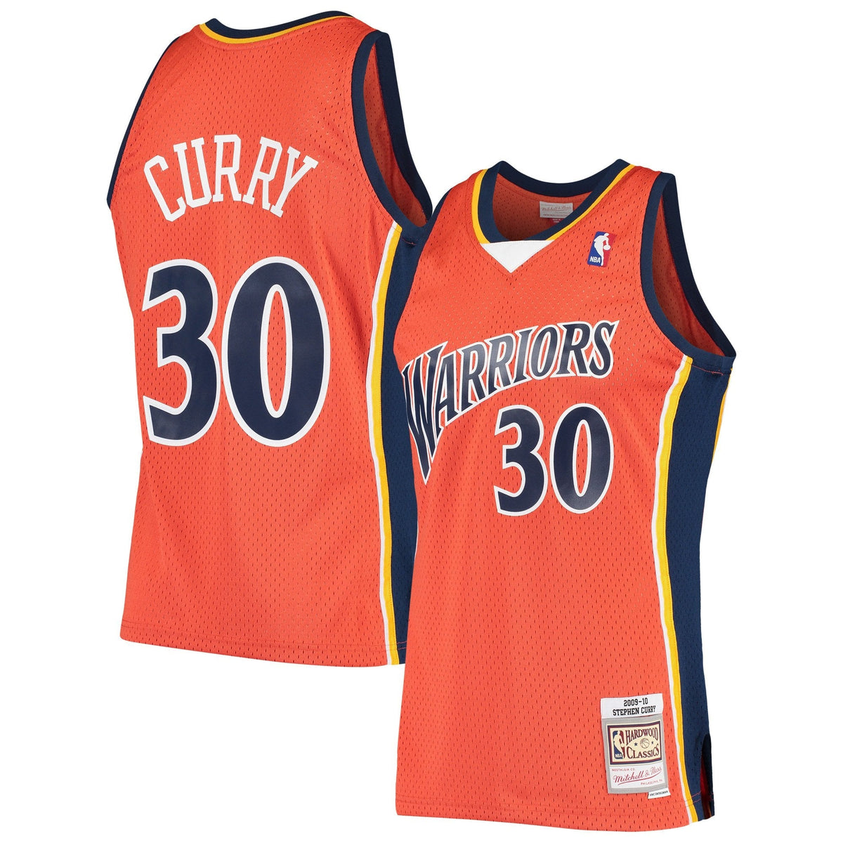 Men's Mitchell & Ness Stephen Curry Orange Golden State Warriors 2009-2010 Hardwood Classics Swingman Jersey - image 1