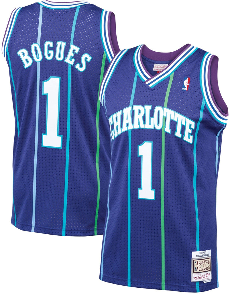 Charlotte Hornets Muggsy Bogues Purple 1994-95 Hardwood Classics Swingman Jersey - image 1