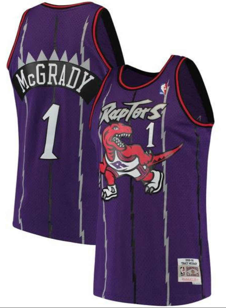 Men's Mitchell & Ness Tracy McGrady Toronto Raptors Purple 1998-99 Hardwood Classics Swingman Jersey - image 1