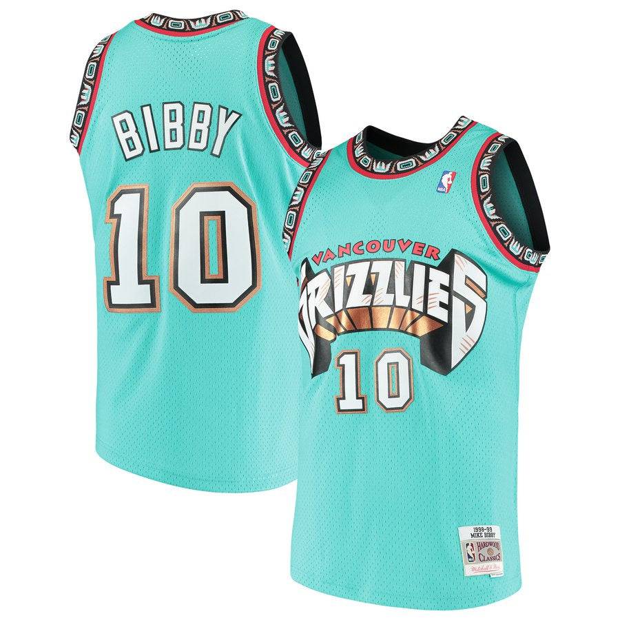 Men's Vancouver Grizzlies Mike Bibby Mitchell & Ness Teal Hardwood Classics Swingman Jersey - image 1