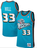 Men's Detroit Pistons Grant Hill Mitchell & Ness Teal 1998-99 Hardwood Classics Swingman Jersey - image 1