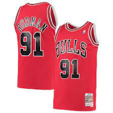 Chicago Bulls Dennis Rodman Red 1997-98 Hardwood Classics Swingman Jersey - image 1