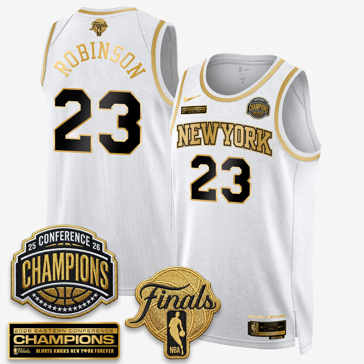 NYK 2026 NBA Eastern Conference Champions White Gold Edition Jersey - Stitched - image 6