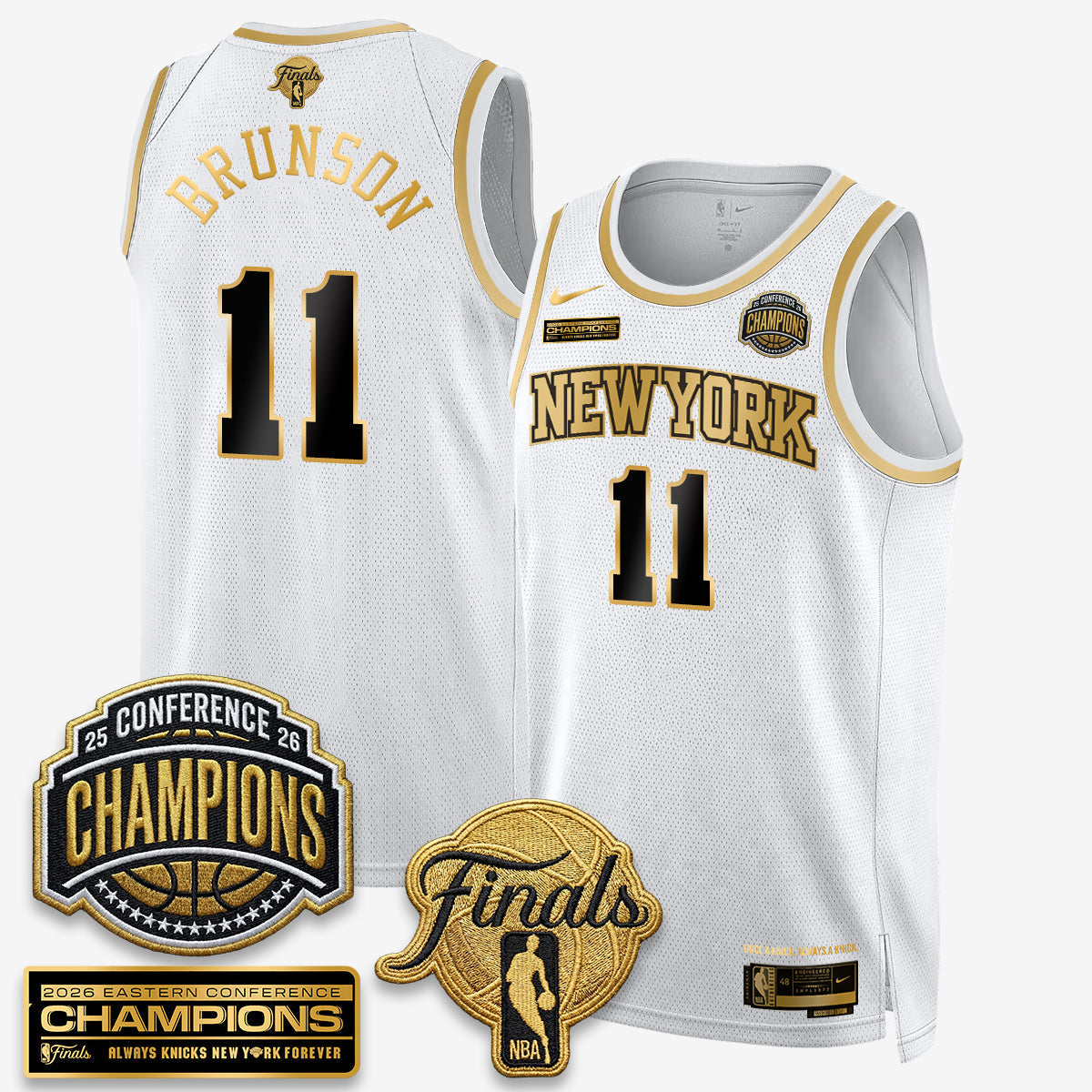 NYK 2026 NBA Eastern Conference Champions White Gold Edition Jersey - Stitched - image 1