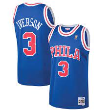 Philadelphia 76ers Allen Iverson 1996-97 Mitchell & Ness Blue Basketball Jersey - image 1