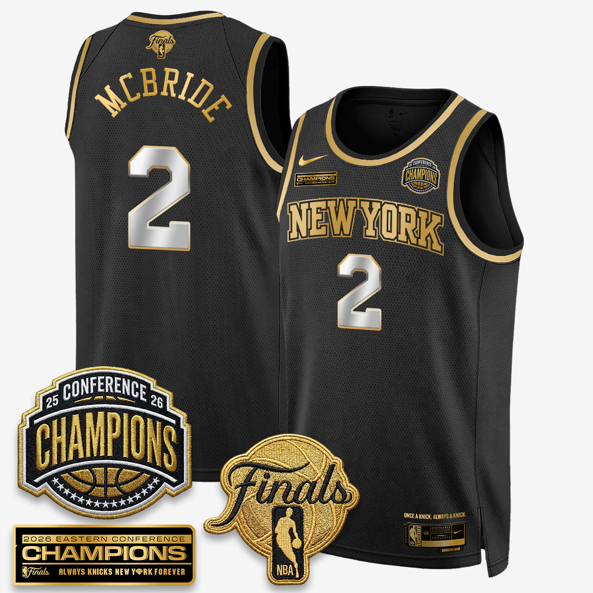 NYK 2026 NBA Eastern Conference Champions Black Gold Edition Jersey - Stitched - image 7