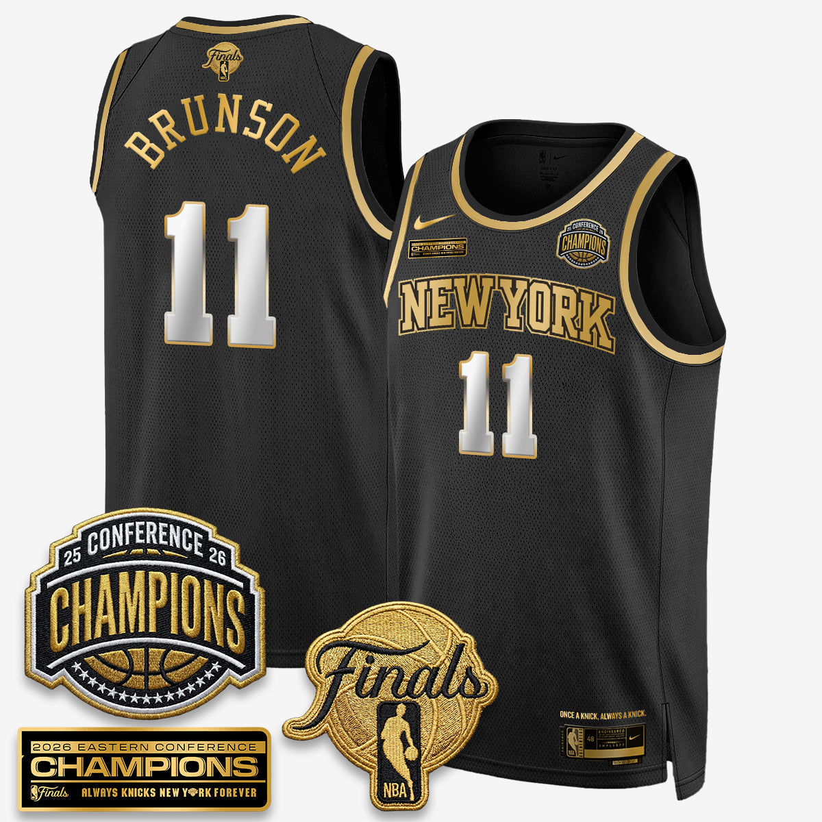 NYK 2026 NBA Eastern Conference Champions Black Gold Edition Jersey - Stitched (2) - image 1