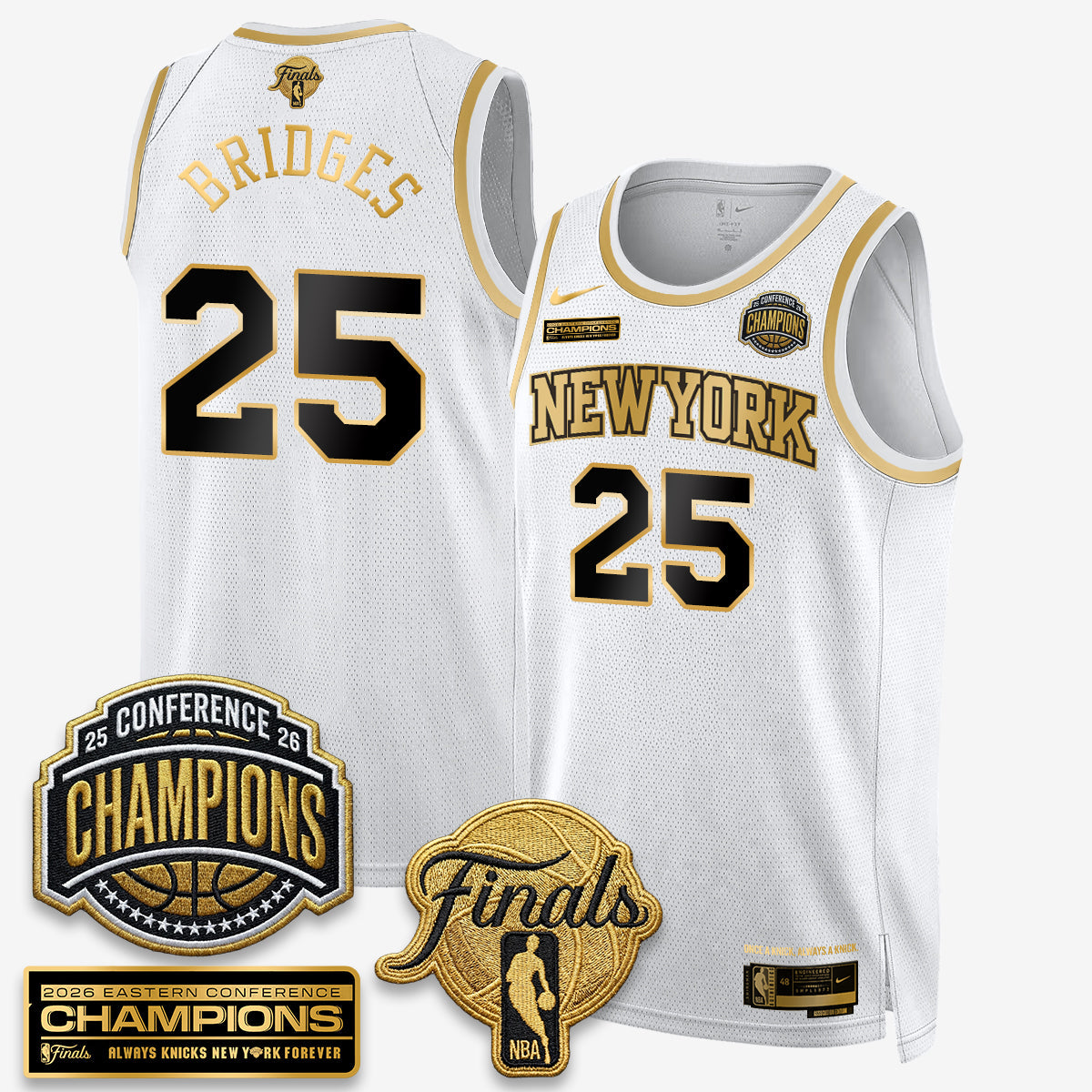 NYK 2026 NBA Eastern Conference Champions White Gold Edition Jersey - Stitched - image 4
