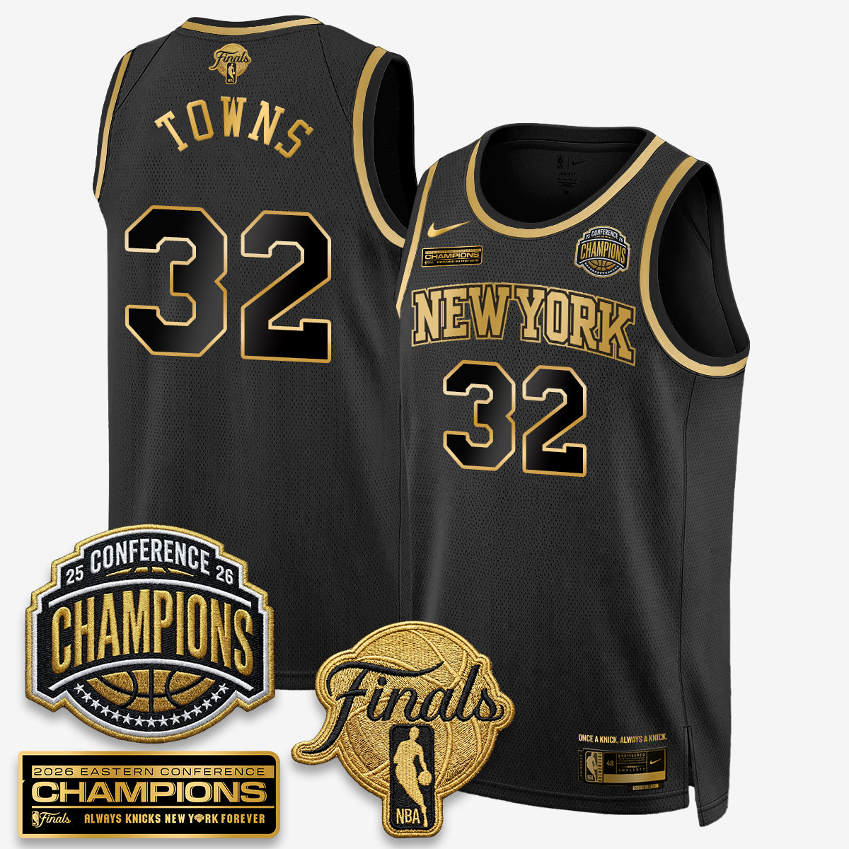 NYK 2026 NBA Eastern Conference Champions Black Gold Edition Jersey - Stitched (2) - image 11