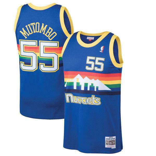 Mens Denver Nuggets Dikembe Mutombo Mitchell & Ness Blue 1991-92 Hardwood Classics Swingman Jersey - image 1