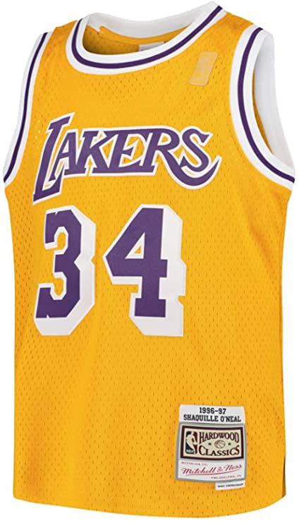Los Angeles Lakers Shaquille O`Neal Mitchell & Ness Gold 1996-97 Hardwood Classics Swingman Jersey - image 2