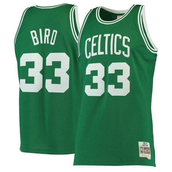 Men's Boston Celtics Larry Bird Mitchell & Ness Kelly Green 1985-86 Hardwood Classics Swingman Jersey - image 1