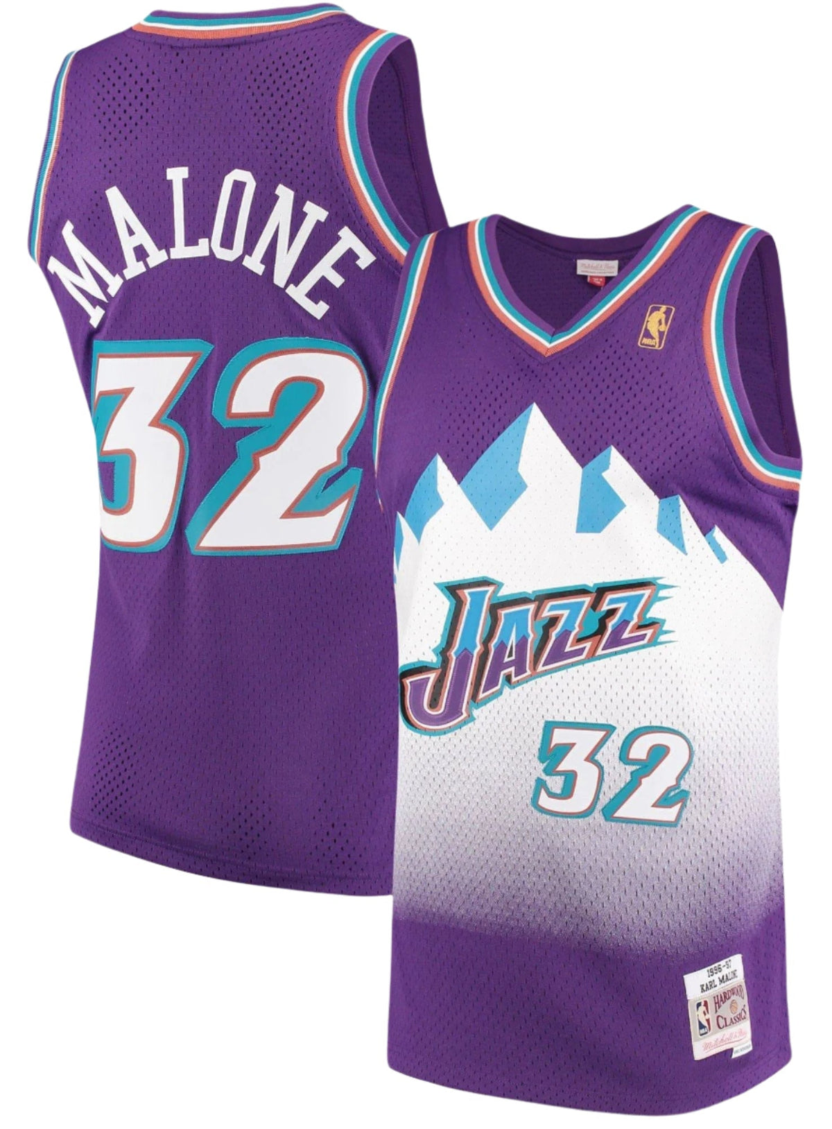 Men's Karl Malone Utah Jazz Mitchell & Ness 1996-97 Hardwood Classics Swingman Jersey - image 1