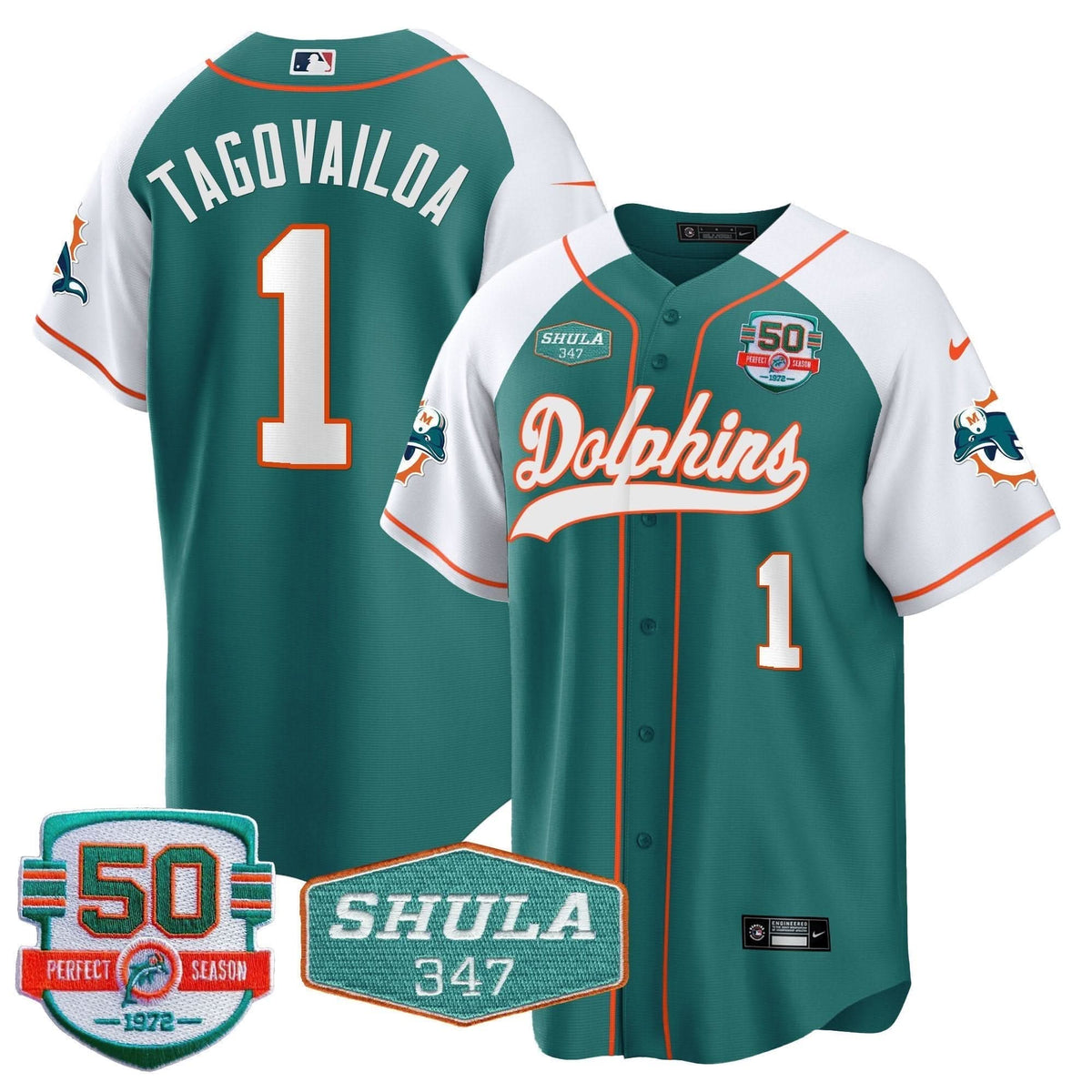 MIA 50th & Don Shula 347 Memorial Patch Baseball Jersey - All Stitched - image 82