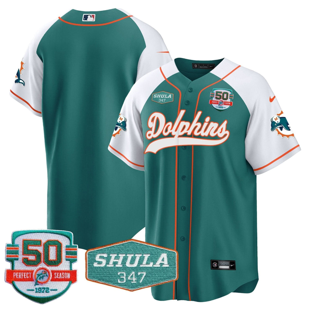 MIA 50th & Don Shula 347 Memorial Patch Baseball Jersey - All Stitched - image 56