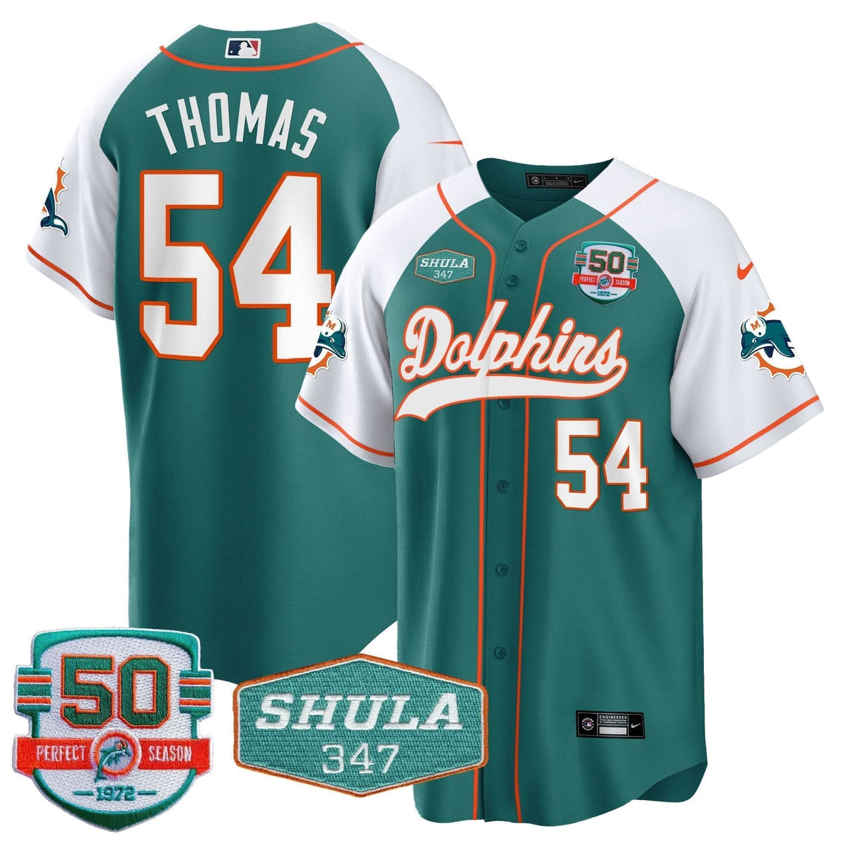 MIA 50th & Don Shula 347 Memorial Patch Baseball Jersey - All Stitched - image 54