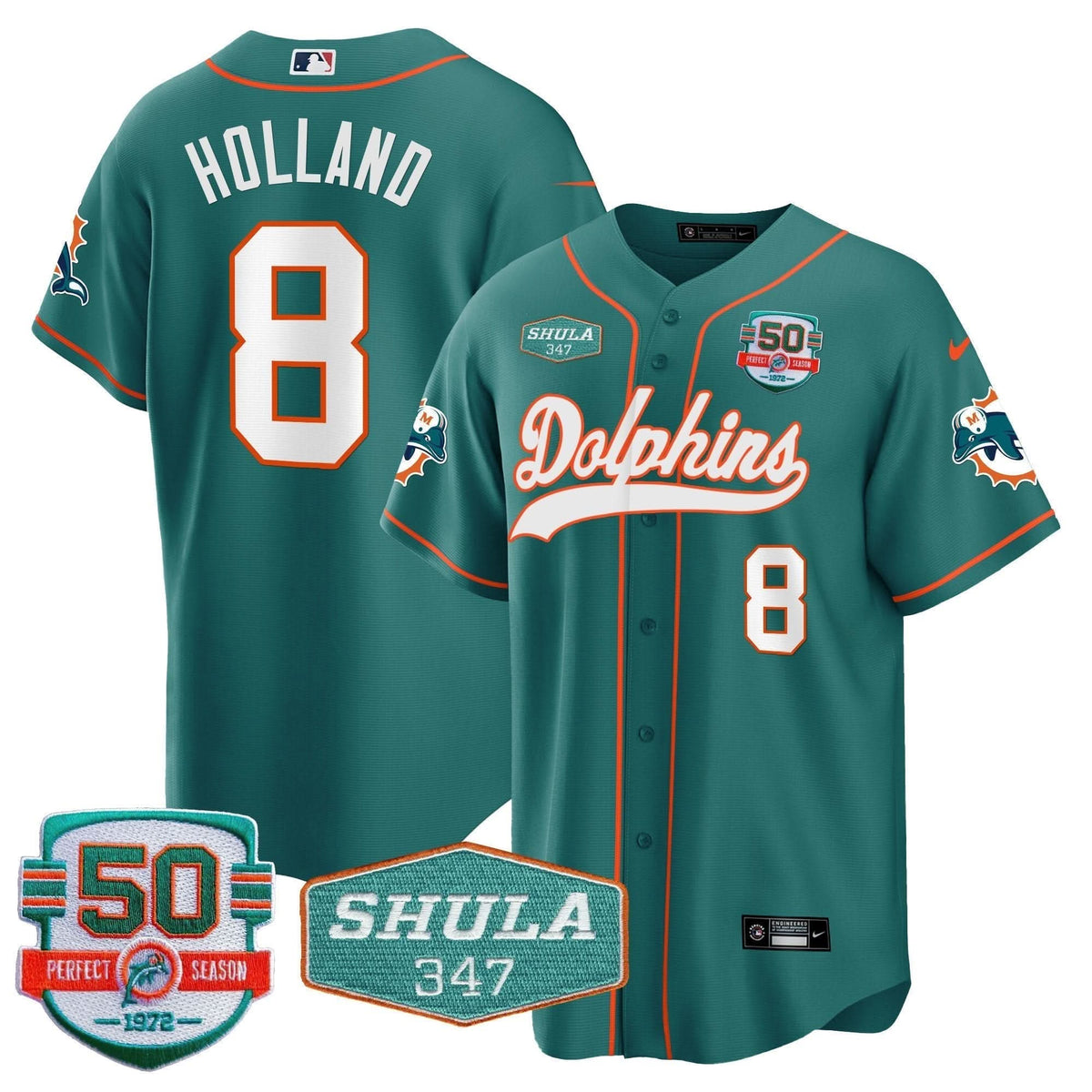 MIA 50th & Don Shula 347 Memorial Patch Baseball Jersey - All Stitched - image 61