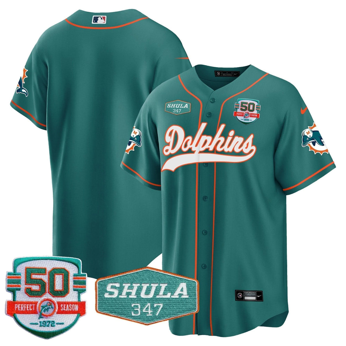MIA 50th & Don Shula 347 Memorial Patch Baseball Jersey - All Stitched - image 65